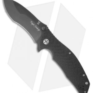 Dendra Tiger Jump Flipper Folding Knife (3.75" Black Plain)