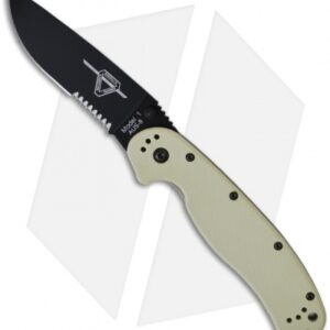 Ontario RAT Model 1 Liner Lock Knife Desert Tan (3.625" Black Serr) 8847DT
