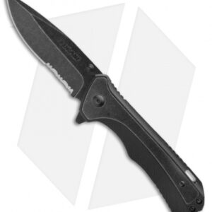 Schrade Drop Point Liner Lock Knife (3.75" Black Serr) SCH501S