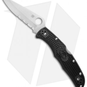 Spyderco Endura 4 Knife Black FRN Folder (3.75" Satin Serr) C10PSBK