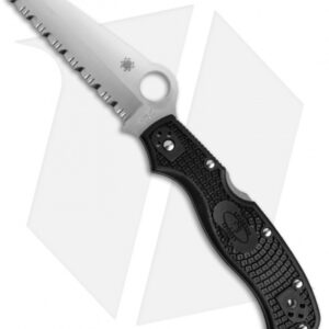 Spyderco Rescue 3 Lockback Knife Black FRN (3.63" Satin Serr) C14SBK3
