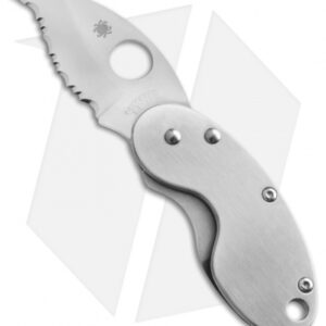 Spyderco Stainless Steel Cricket Folding Knife (1.875" Satin Full Serr) C29S